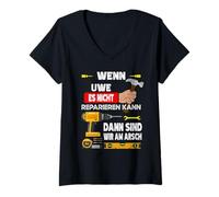 Mujer Lustig Wenn Uwe es nicht reparieren kann, kann es niemand Camiseta Cuello V