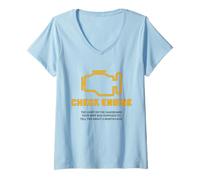 Mujer Luz Divertida del Motor de comprobación de los entusiastas del automóvil de los mecánicos de automóviles Camiseta Cuello V