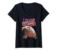 Mujer Lynyrd Skynyrd Americana Eagle Free Bird Retro Rock Bandera de Estados Unidos Camiseta Cuello V