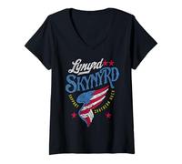 Mujer Lynyrd Skynyrd Apoya Las Estrellas de la Bandera del ala de Roca del Sur de los años 70 Camiseta Cuello V