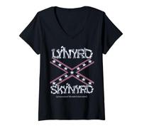 Mujer Lynyrd Skynyrd Bandera Estados Unidos Estrellas Rayas Sur Country Rock Camiseta Cuello V