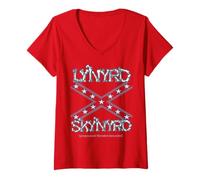 Mujer Lynyrd Skynyrd Bandera Estados Unidos Estrellas Rayas Sur Rock Country Camiseta Cuello V