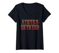 Mujer Lynyrd Skynyrd Bota Logo Vintage 1970s Classic Rock Cowboy Camiseta Cuello V