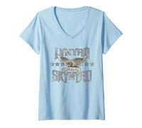 Mujer Lynyrd Skynyrd EST 1970 Águila Retro Rock Band Biker Festival Camiseta Cuello V
