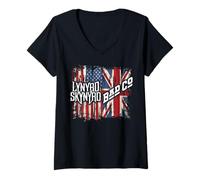 Mujer Lynyrd Skynyrd Event Bad Co - Bandera de Reino Unido con Bandera de Reino Unido Camiseta Cuello V