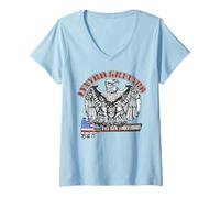 Mujer Lynyrd Skynyrd Fly On Free Bird Bandera de Estados Unidos Southern Rock Retro Camiseta Cuello V