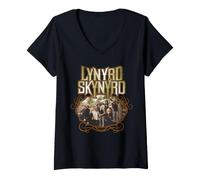 Mujer Lynyrd Skynyrd Foto Crest Southern Country Vintage 70s Rock Camiseta Cuello V