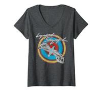Mujer Lynyrd Skynyrd Free Bird Festival de Rock clásico de los 70, Vintage Camiseta Cuello V
