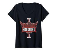 Mujer Lynyrd Skynyrd Freebird Classic Rock Country - Ventilador de Coche Deportivo Camiseta Cuello V