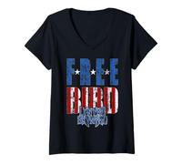 Mujer Lynyrd Skynyrd Freebird Logo Stars Stripes US Flag Camiseta Cuello V