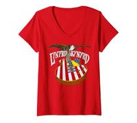 Mujer Lynyrd Skynyrd Guitarra Eagle Retro 1970s Classic Rock Flag US Camiseta Cuello V