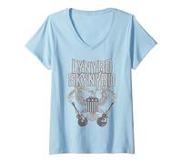 Mujer Lynyrd Skynyrd Home Sweet Alabama Guitar Eagle Bandera Retro de EE. UU Camiseta Cuello V