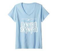 Mujer Lynyrd Skynyrd Koozie Logo Free Bird Classic Rock Retro 70 Camiseta Cuello V