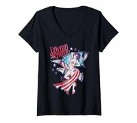 Mujer Lynyrd Skynyrd Lady Liberty Eagle Stars Stripes, bandera de EE. UU. Camiseta Cuello V