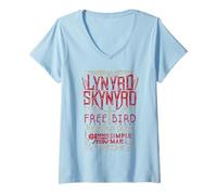 Mujer Lynyrd Skynyrd Lanza Gratis un Concierto de Rock de los 70 con Bird Simple Man Gimme Camiseta Cuello V
