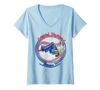 Mujer Lynyrd Skynyrd - Pistola de béisbol de Esqueleto con Bandera de Estados Unidos Camiseta Cuello V