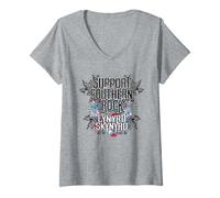 Mujer Lynyrd Skynyrd Retro Style Support Southern Rock Regalos de los años 70 Camiseta Cuello V