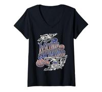 Mujer Lynyrd Skynyrd RWB Logo Eagle, Bandera Estadounidense, Estrellas y Rayas Patriot Camiseta Cuello V
