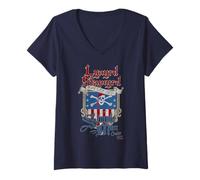 Mujer Lynyrd Skynyrd Simple Man Cruise Bandera de EE.UU. Pirata Classic Rock Camiseta Cuello V