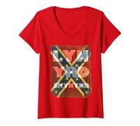 Mujer Lynyrd Skynyrd Southern Pride - Bandera Retro de los años 70 Country Rock Camiseta Cuello V