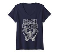 Mujer Lynyrd Skynyrd Sweet Home Alabama Guitarra Águila Bandera de Estados Unidos Retro Camiseta Cuello V