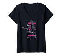 Mujer M3GAN Neon Combat Mode Schematic Design Camiseta Cuello V