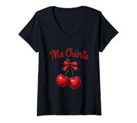 Mujer 'Ma Chérie' Expresión francesa elegante que significa Mi querida Camiseta Cuello V