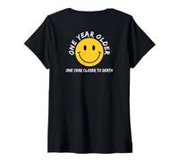 Mujer Macabro Cara Feliz Un Año Mayor Un Año Más Cerca De La Muerte Camiseta Cuello V