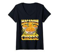Mujer Macarrones con Queso - Macarrones con Queso y macarrones para Amantes de los Fideos Camiseta Cuello V