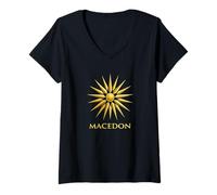 Mujer Macedonia Estrella de Vergina Historia del Reino Griego Antiguo Camiseta Cuello V