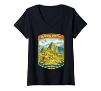 Mujer Machu Picchu Perú Vacaciones Machu Picchu Perú Regalo Andes Camiseta Cuello V