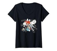 Mujer Mad Alice Punk Wonderland Bunny Orejas Melting Clock Caos Camiseta Cuello V