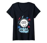 Mujer Mad Libs Face with Stars and Lightning Bolt Camiseta Cuello V