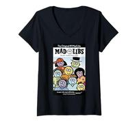 Mujer Mad Libs Original Cast Group Colorful Faces Camiseta Cuello V