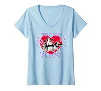 Mujer Madagascar Think Fast Love ataca a los pingüinos Camiseta Cuello V