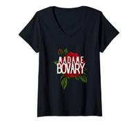 Mujer Madame Bovary Rosa roja Camiseta Cuello V