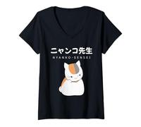 Mujer Madara Nyanko Sensei Natsume Yuujinchou Libro de Amigos Gato Camiseta Cuello V