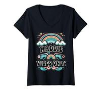 Mujer MADDIE Vibes Only Cute Retro Girls MADDIE Name Camiseta Cuello V