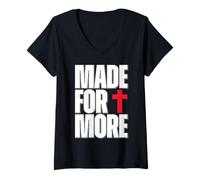 Mujer Made for More Cross Christian Faith Purpose Driven Life Camiseta Cuello V