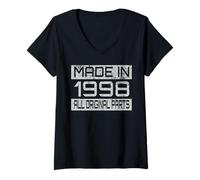 Mujer Made in 1998 All Orignal Parts Diseño divertido cumpleaños Camiseta Cuello V