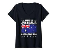 Mujer Made in Australia a Long Time Ago Australian Australia Flag Camiseta Cuello V
