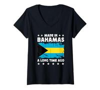Mujer Made in Bahamas a Long Time Ago Proud Bahamian Bahamas Flag Camiseta Cuello V