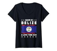 Mujer Made in Belize a Long Time Ago Proud Belizean Belize Flag Camiseta Cuello V