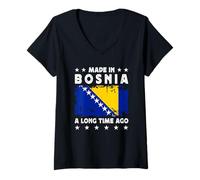 Mujer Made in Bosnia a Long Time Ago Proud Bosnian Bosnia Flag Camiseta Cuello V