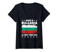 Mujer Made in Bulgaria a Long Time Ago Bulgarian Bulgaria Flag Camiseta Cuello V