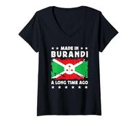 Mujer Made in Burundi a Long Time Ago Proud Burundian Burundi Flag Camiseta Cuello V