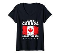 Mujer Made in Canada a Long Time Ago Proud Canadian Canada Flag Camiseta Cuello V