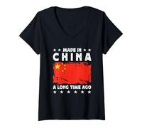 Mujer Made in China a Long Time Ago Proud Chinese China Flag Camiseta Cuello V