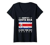 Mujer Made in Costa Rica a Long Time Ago Costa Rican Flag Camiseta Cuello V