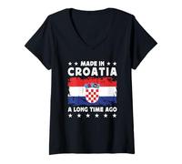 Mujer Made in Croatia a Long Time Ago Proud Croatian Croatia Flag Camiseta Cuello V
